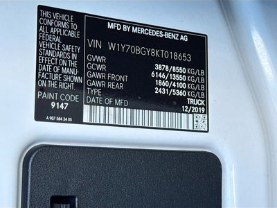 2019 Mercedes-Benz Sprinter 1500 Cargo Van 144 in. WB
