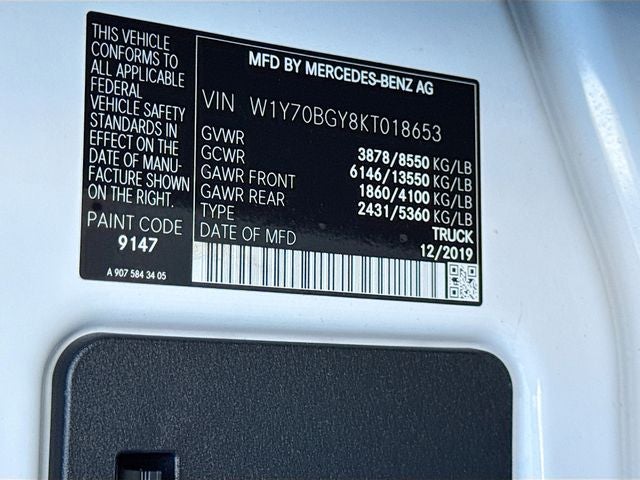 2019 Mercedes-Benz Sprinter 1500 Cargo Van 144 in. WB