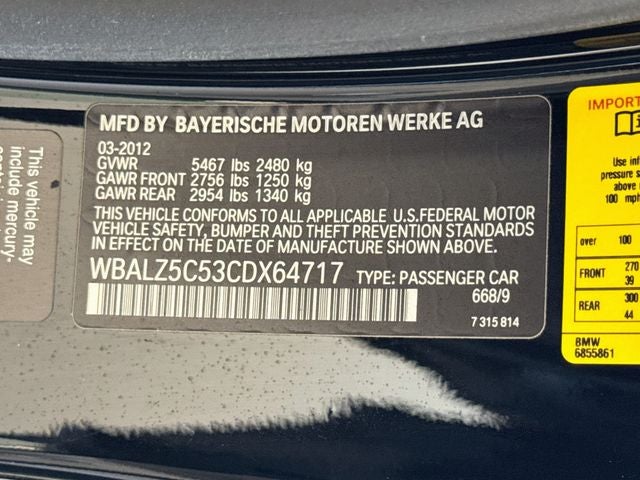 2012 BMW 6 Series 650i xDrive