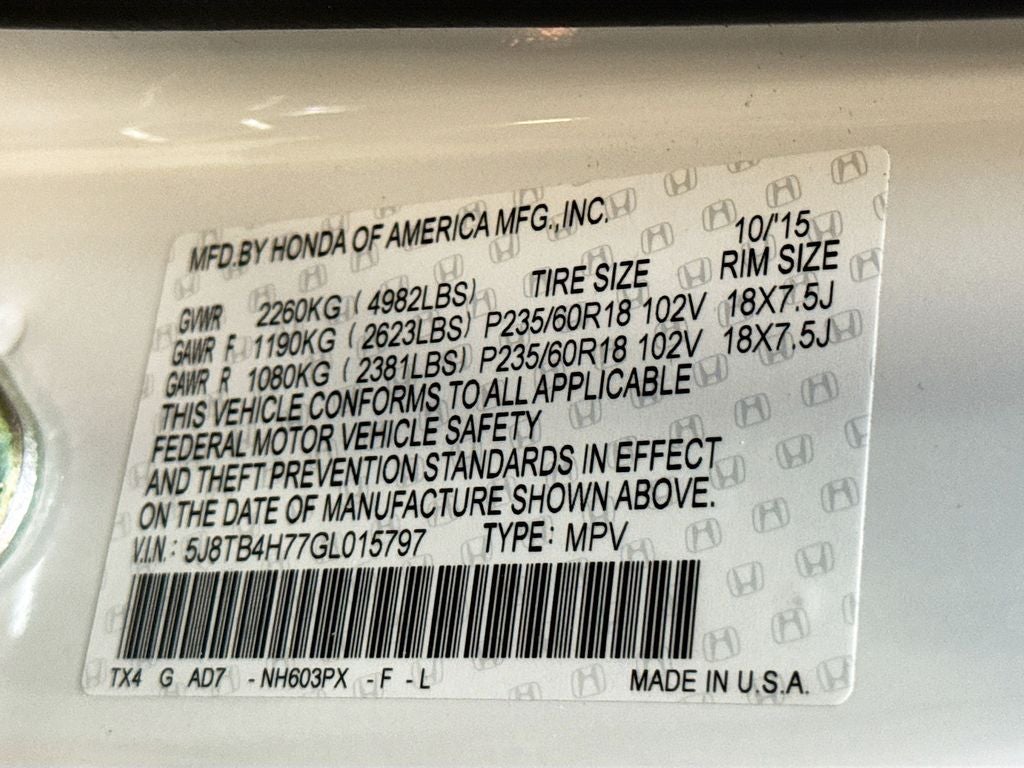 2016 Acura RDX Base AWD w/Advance Package